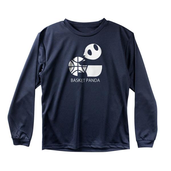 バスケの移動着上下と部活の練習着上二点 バスケ ロンT メンズ 「バスケットパンダ」 長袖 練習着 (ノース