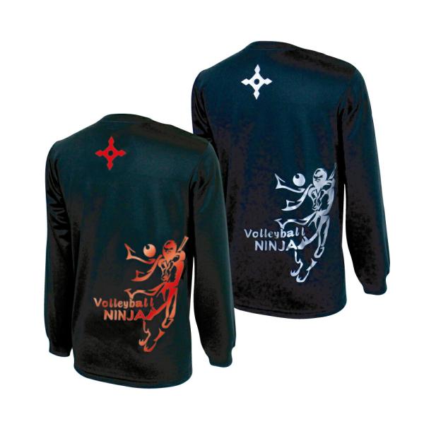 バレーボール 練習着 長袖 メンズ Tシャツ 「バレー忍者 バレーボール 練習着 長袖 メンズ Tシャツ 「バレー忍者