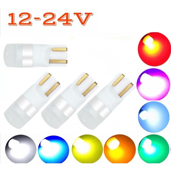 LED バルブ T10 ウエッジ球 4個セット   ホワイト レッド ブルー ピンクパープル オレンジ グリーン イエロー 無極性 12V 24V 兼用