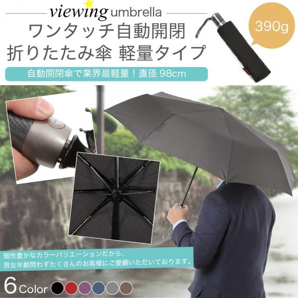 折りたたみ傘 折り畳み傘 自動開閉式 ワンタッチ 撥水性 選べる2色 98cm メンズ レディース 送料無料