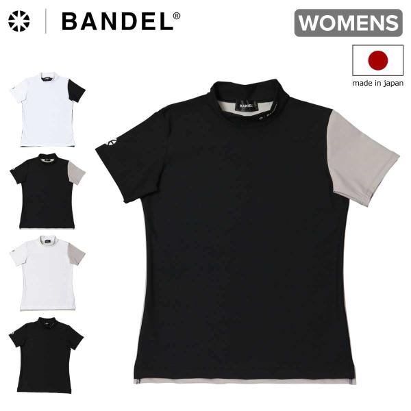 BANDEL - coco 未使用品 バンデル BANDEL レディース 半袖シャツ 2(M) 黒×グレー×白 モックネック 2023年モデル BANDEL バンデル ゴルフ Tシャツ 半袖 ハイネック モックネック