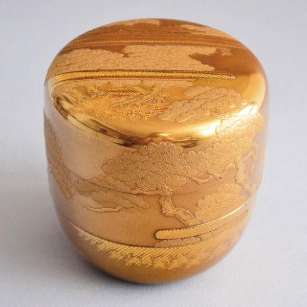 茶道具 棗】豊平翠正 作 金粉溜 松霞蒔絵大棗 内梨地 : 茶道具 茶道具 棗】豊平翠正 作 金粉溜 松霞蒔絵大棗 内梨地 : 茶道具