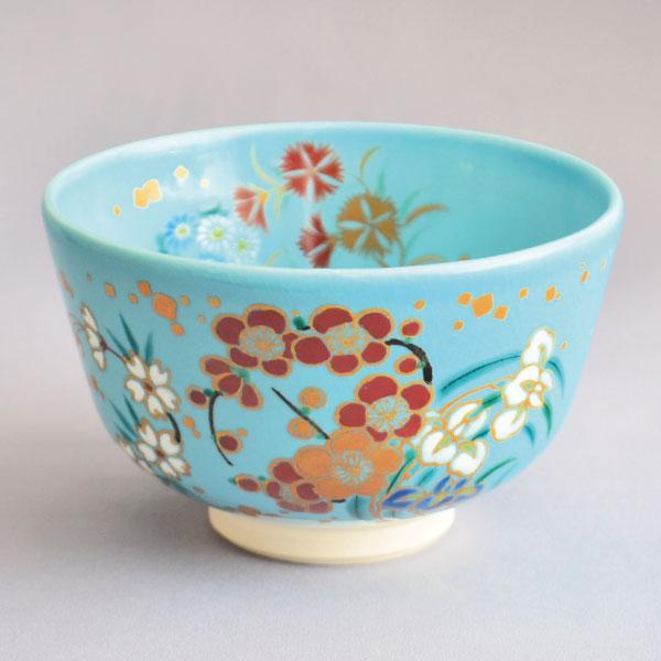 茶碗 茶道具 山川敦司 作 浅黄釉 花丸四季草花 茶碗 : 茶道具専門店