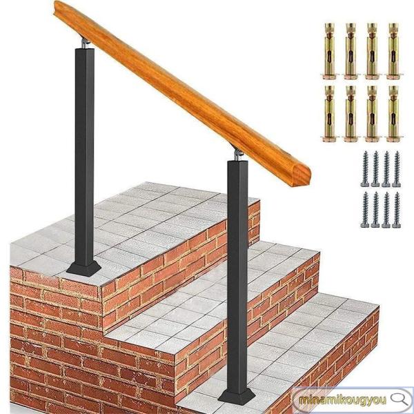 手すり1本、支柱2本セット,8本ステンレス鋼拡張ネジ,8本ステンレス鋼のセルフタッピングねじ,高さ：85cm,柱の色：ブラック，手すりの長さ： 80cm / 100cm 。 手すりブラケットは角度を調整できます。ブラケットは手すりの上に平ら...