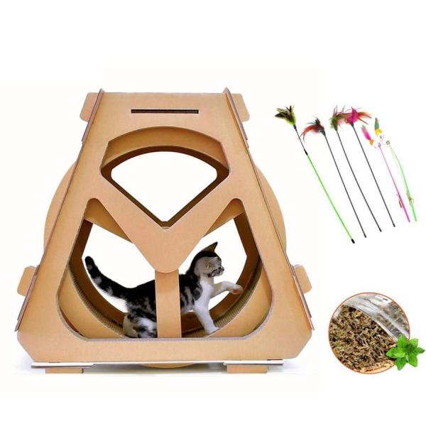 *あなたの家や家具を傷つける猫や動物の受け入れられない行動を防ぐ！他のスクラッチャと比較して、このデザインはより面白いフットプリントを持っています。*猫は水車の中でおもちゃを隠すことができます。外層は登りやすく、複数の猫が遊ぶことができます...