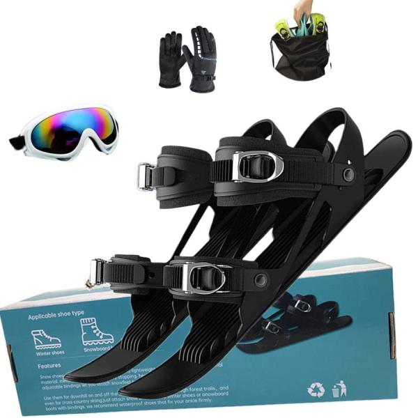 【ワンサイズ】スキー靴の長さは約43.5cm、幅は約10cmで、バックルのデザインを調節できます サイズが一つであれば、どのサイズのスニーカーにも取り付けられます 老若男女問わず使えます 【軽い外形】伝統的なスキーの装備は重くて、持ちにくい...