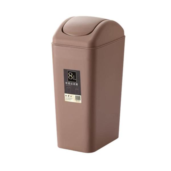 8L：20 * 13.5 * 39cm、12L：23 * 14.3 * 41cm環境にやさしい固体プラスチック、お手入れが簡単、耐摩耗性、耐損傷性、耐久性揺れるゴミ箱は、蓋を開けなくても片手で簡単にゴミ箱に入れることができますトイレ、バスル...