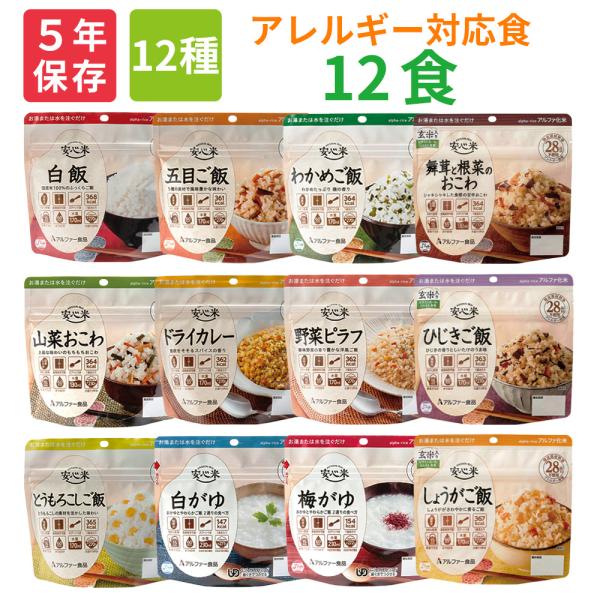 非常食セット アレルギー対応食 アルファ米 安心米 3日分 全12種類セット