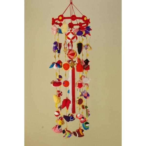 610 吊るし雛　吊るし飾り　お雛様　さげもん さげもん型つるし雛台付 (大) 49細工さげ二連毬つるし飾り 雛人形さげ