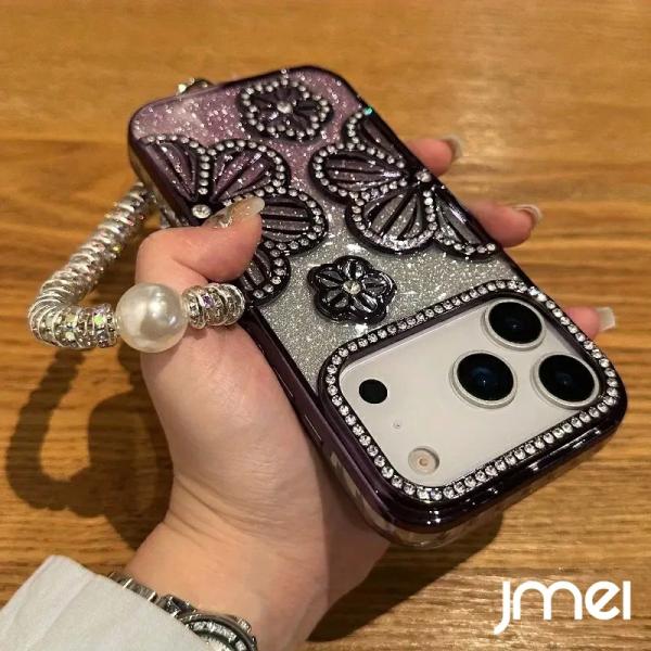 iphone17 ケース iphone17pro 耐衝撃 3Dフラワーデザイン