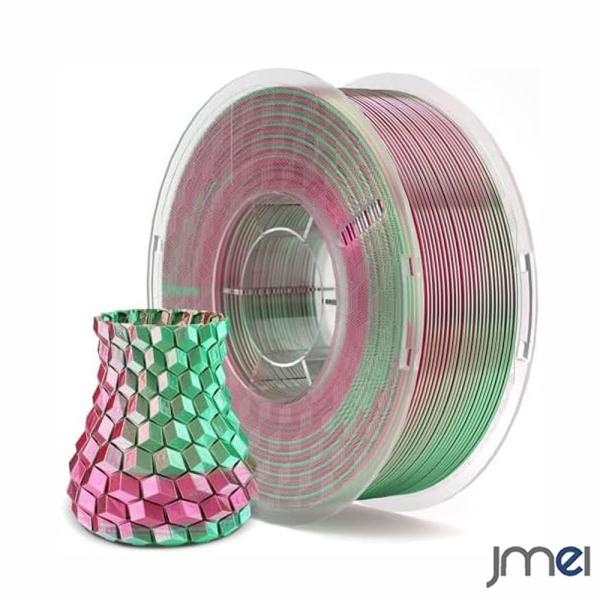 3Dプリンター フィラメント 1.75mm 1kg PLA シルク デュアルカラー 2色混成 レッド グリーン 赤 緑 絹光沢 精度±0.02mm 低反り 低収縮 高速 220mm/s 気泡なし