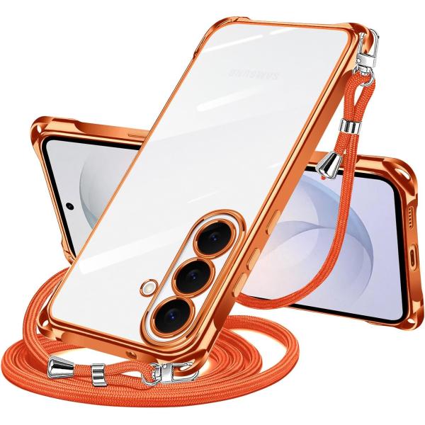 Galaxy S26 ケース ショルダー 背面クリア メッキ加工 スマホケース ギャラクシー S26 ウルトラ カバー 肩掛け 斜めかけ 縄掛けケース 透明 TPU 薄型 耐衝撃