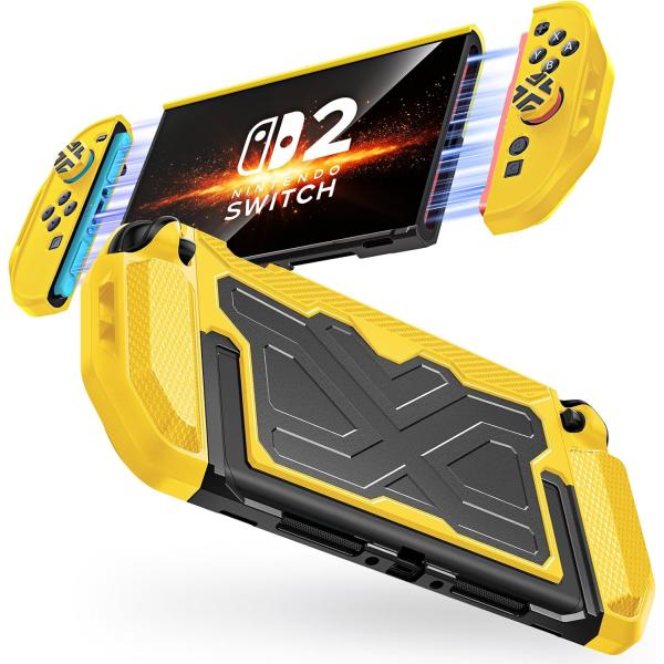 Nintendo Switch 2 対応保護カバー ドック対応 Joy-Con着脱式 分体式設計 スタンド対応 衝撃吸収 傷防止 人間工学デザイン シリコングリップ PCハード素材