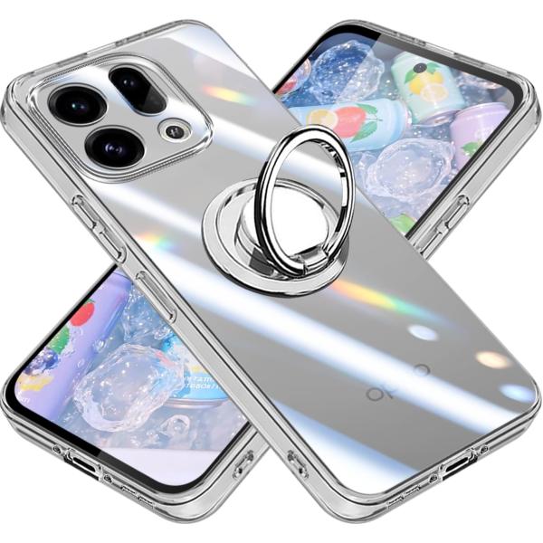OPPO Find X9 ケース OPG07 耐衝撃 リング付き TPU クリア オッポ ファインド X9 カバー カメラ保護 傷つけ防止 au スマートフォン スタンド機能 OPPO Find X9