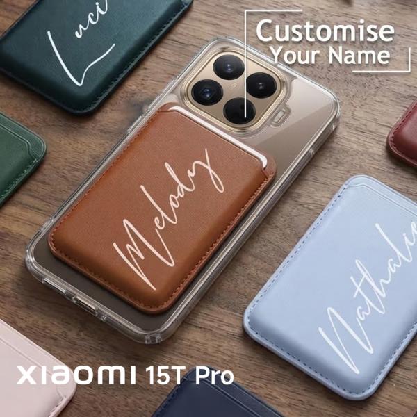 Xiaomi 15T Pro ケース 名入れ無料 Magsafe対応 背面カード収納 レザー Xiaomi15TPro シャオミ 15T プロ カバー カードポケット 耐衝撃 クリア 透明 名入れ