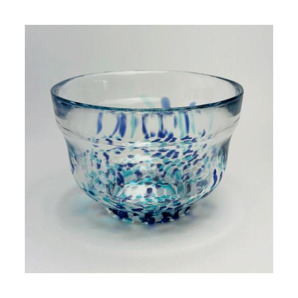 茶器 湯呑 茶道具 ガラス 抹茶碗 うみ w-614 |ちゃわん おちゃわん