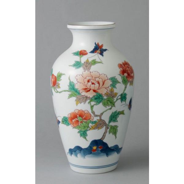 有田焼 9寸中細花瓶 染錦牡丹蝶絵 Y-224-W : 器茶房 彩庵Yahoo