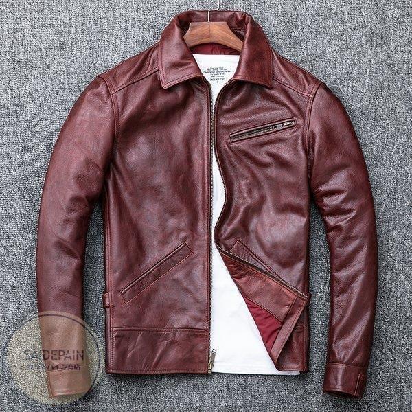 値引 美品 ライダースジャケット シングル レッド 本革 牛 ライダースジャケット Www Janvier Labs Com