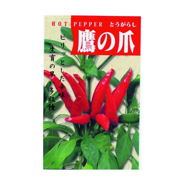 とっても辛〜い！細小型で、熟果は光沢のある深紅色。果実はよく詰まり、上向き、房状に着果する。熟期は一斉で着色果歩合は非常によい。 ■容量は季節により変更となる場合がございますが、価格に変更はございません。 メール便で10袋まで同梱できます。