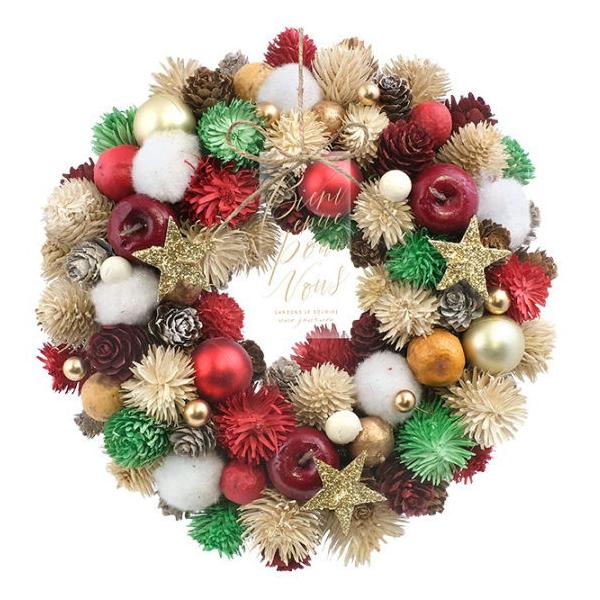 クリスマスリースの新作が登場！昔見た外国映画の中のクリスマスをイメージするような世界観です。幼い頃の憧れのように、新しいのにどこか懐かしいデザインをお楽しみください。キラキラのパーツが楽しいクリスマスを盛り上げてくれます♪玄関やお部屋、店舗...