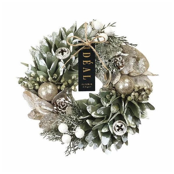 ワンランク上の贅沢なクリスマスにピッタリのラグジュアリーなリースです。商品全体に付いたラメが楽しいクリスマスを盛り上げてくれます！玄関やお部屋、店舗内に飾ればとても華やかで素敵な空間に。早いうちから飾って楽しんじゃいましょう☆こちらのリース...