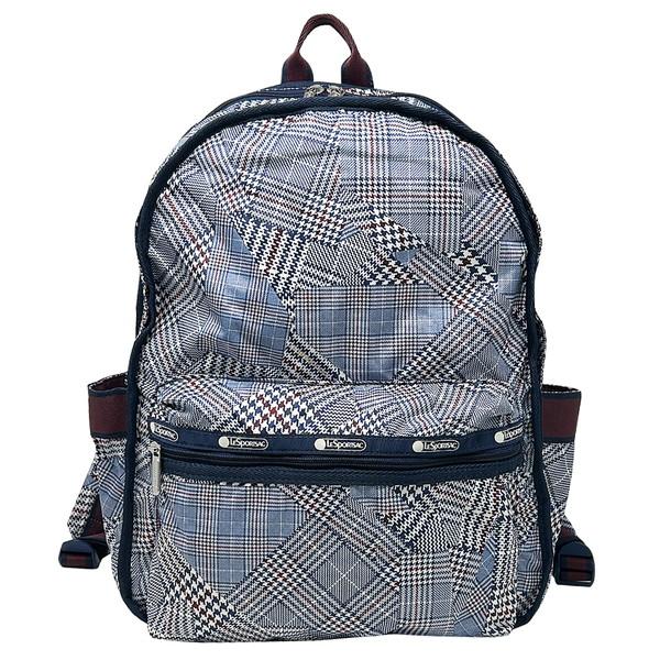 ●734 良品 LeSportsac レスポ リュック パッチワーク風 青系 ○734 良品 LeSportsac レスポ リュック パッチワーク風 青系