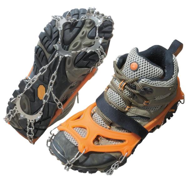 【品質】チェーン/ステンレス　ゴム部分/TPR　ベルト/ポリエステル【サイズ】Ｍ（23〜26ｃｍ）、L（26〜29ｃｍ）※靴の形状によっては適応サイズでも装着出来ない場合があります。 【仕様】錆びにくいステンレスチェーン11爪　脱落防止バン...