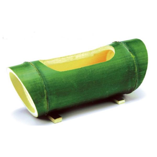 本物竹 花瓶 花入れ 筒形花器 横置き 斜め切り /緑竹 : ビーズ