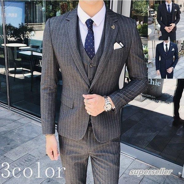 格安人気 セットアップ メンズスーツセット ３点セットストライプ柄 スーツセット 3ピーススーツ スリーピーススーツ ビジネススーツ スーツ 3ピース スーツ スリーピーススーツ ビジネススーツ 細身 入学式 結婚式 紳士服 ビジネススーツ Affaires Sociales Gouv Cg