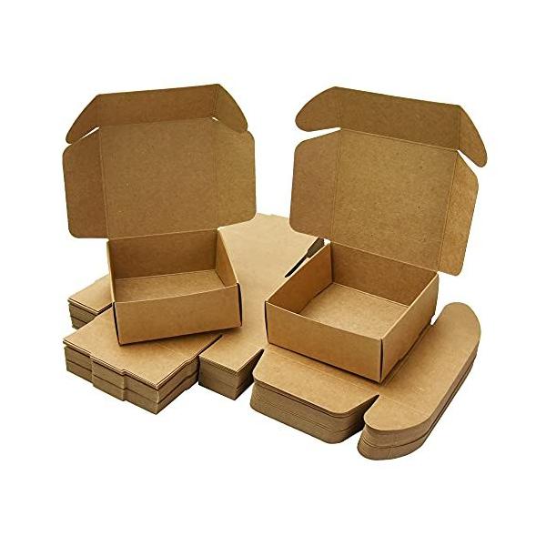 彩耀堂 ミニダンボール クラフトボックス 組み立て式 ギフトラッピング 梱包 (8.5×8.5×3.5cm 50枚)