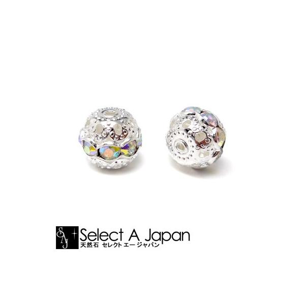 『10個』 ロンデルボール 10mm シルバー ハンドメイド アクセサリーパーツ 材料 ロンデル ボール型 銀色 ラインストーン