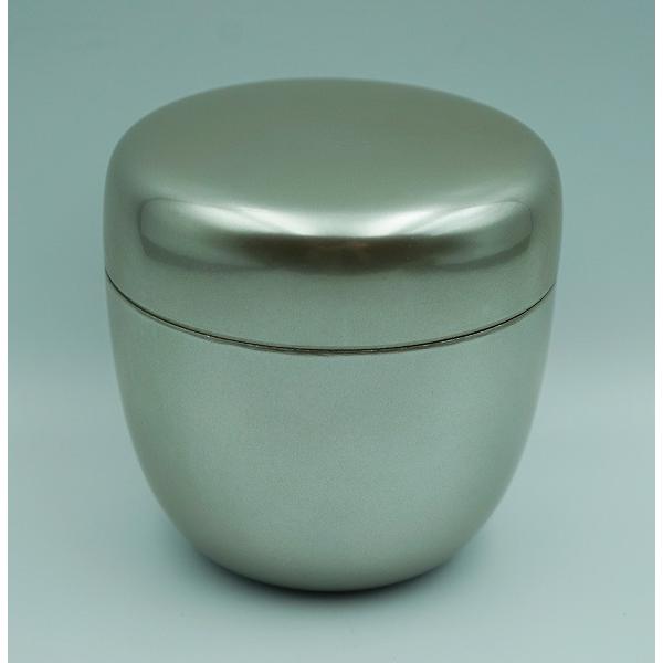 茶道具 棗 中棗 無地 銀 つやあり 樹脂製 B級品 化粧箱 : 新古茶道具