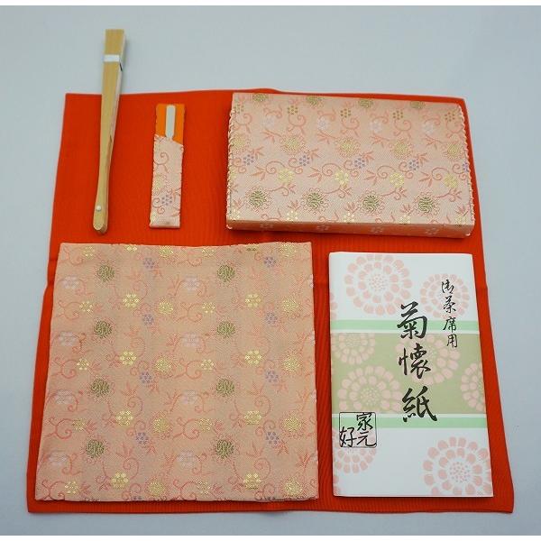 茶道具 初歩用セット 初歩用6点セット ピンク色系 交織 帛紗 懐紙入 古