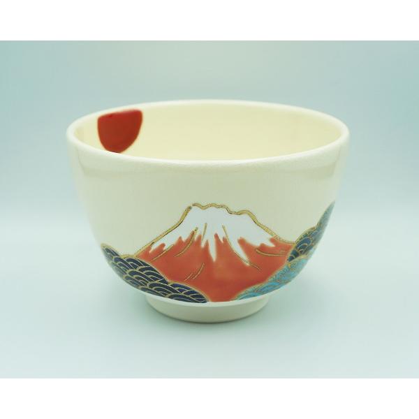 茶道具 茶碗 茶碗 色絵 赤富士 加藤起楽 化粧箱 : 新古茶道具