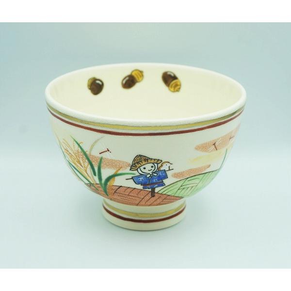 茶道具 茶碗 茶碗 色絵 案山子にとんぼ 加藤永山 化粧箱 : 新古