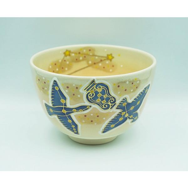 茶道具 茶碗 茶碗 色絵 夏の大三角 加藤起楽 化粧箱 : 新古茶道具