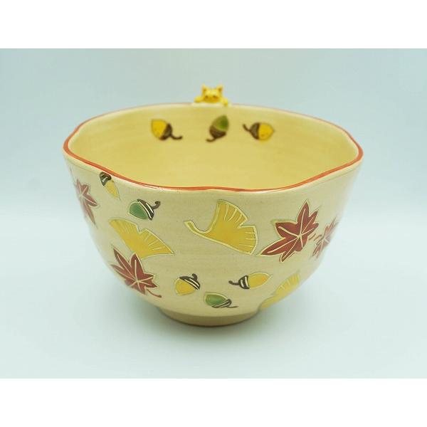 茶道具 茶碗 茶碗 色絵 吹寄にリス 東山深山 化粧箱 : 新古茶道具