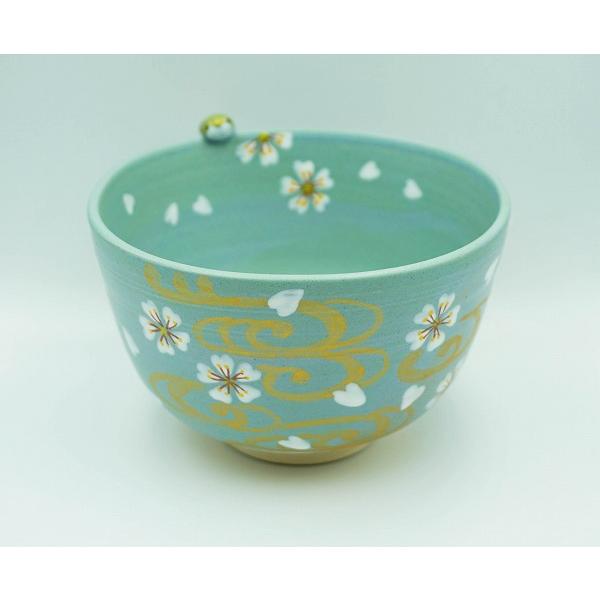 茶道具 茶碗 茶碗 色絵 桜流水 東山深山 化粧箱 : 新古茶道具
