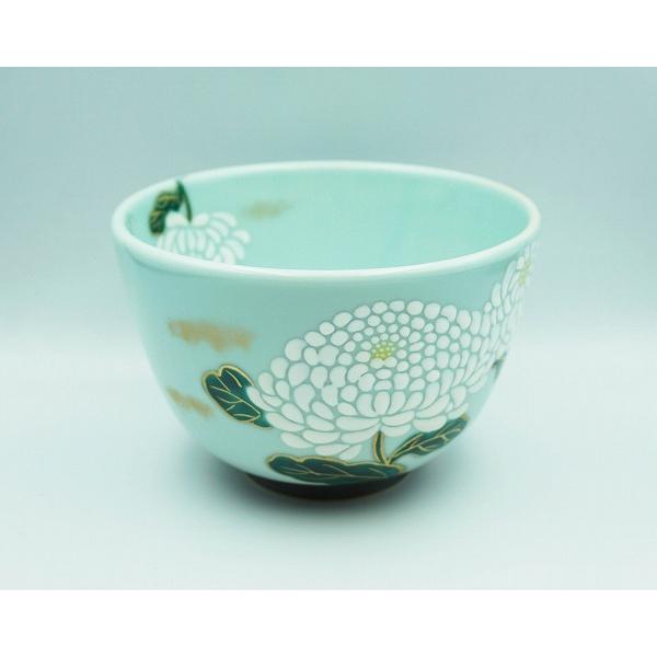 茶道具 茶碗 茶碗 青磁釉 白菊 今岡都 桐箱 : 新古茶道具 さかい