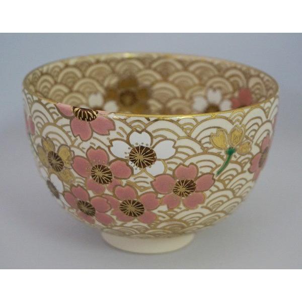 茶道具 茶碗 茶碗 金青海波 桜 加藤ひろこ 桐箱 : 新古茶道具 茶道具 茶碗 茶碗 金青海波 桜 加藤ひろこ 桐箱 : 新古茶道具