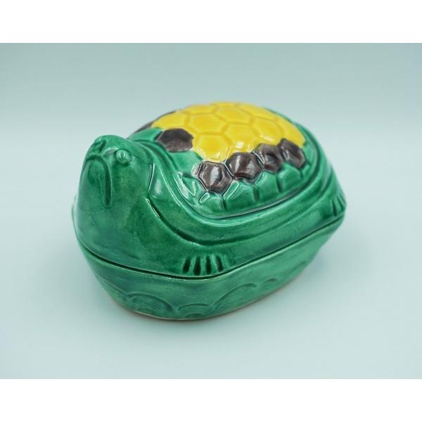 茶道具　織部亀香合 香合 三彩亀【販売】-茶道具は京都しみず孔昌堂