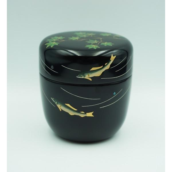 【特価】桐蒔絵棗 用心箱 茶道具 茶道具 棗 中棗 青楓に鮎蒔絵 黒川和禅 桐箱 : 新古茶道具 さかい