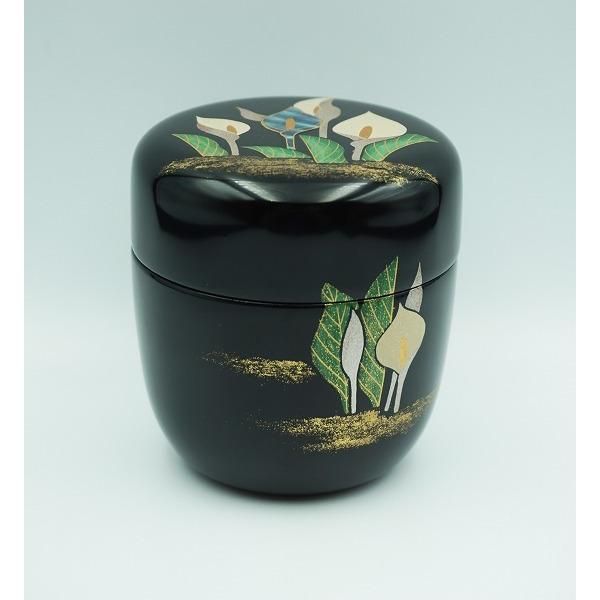 茶道具 桐製 茶道具 棗 中棗 水芭蕉蒔絵 黒川和禅 桐箱 : 新古茶道具 さかい