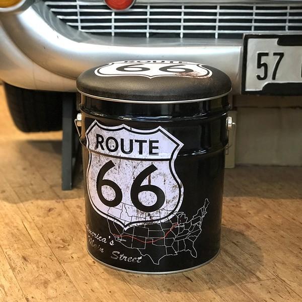 アメリカン レトロ ペール缶スツール ROUTE66 BLACK アメリカン