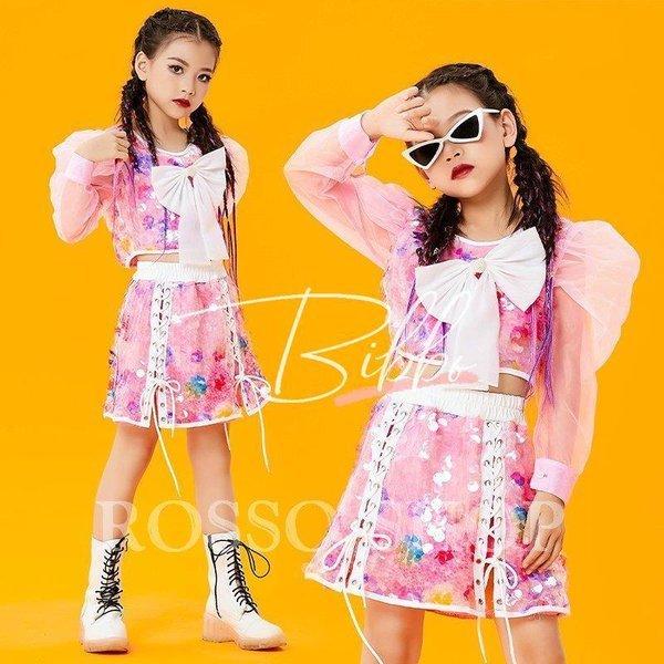 人気急上昇 発表会 ピンク スパンコール キラキラ かっこいい チアダンス衣装 韓国 パンツ トップス セットアップ キッズ キッズダンス衣装 ヒップホップ 練習着 かわいい レッスンウエア サイズ 130cm Michiganestateplanning Com