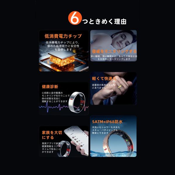 血液成分機能付き】スマートリング 健康管理 日本製センサー心拍数 血