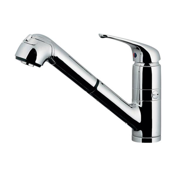 カクダイ シングルレバー引出し混合栓（分水孔つき） 〔品番:118-038