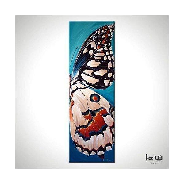 本物品質の Wrapped Gallery Hand Painted 36 X 12 Art Wing Butterfly Teal Painting Butterfly Modern Original 送料無料 Art Fine W Liz 絵画 Www Amf46 Fr