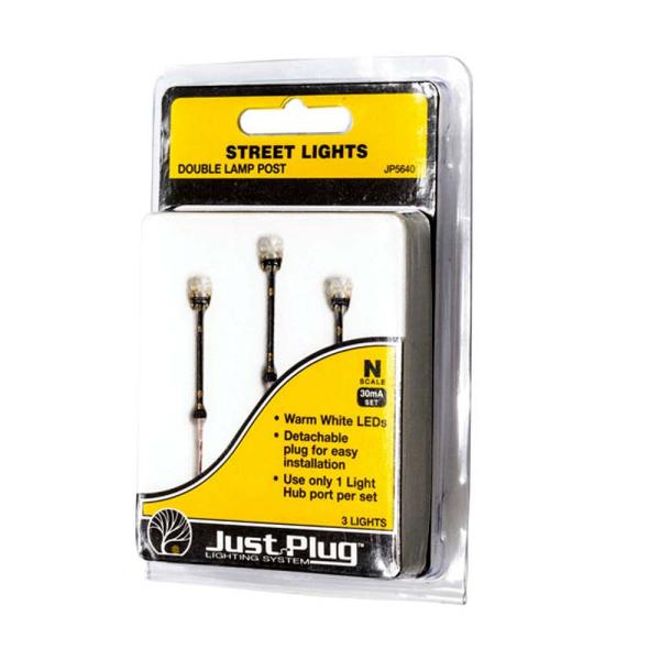 LED付き街路灯 鉄製支柱ダブルランプ Nサイズ 3本セット JP5640 