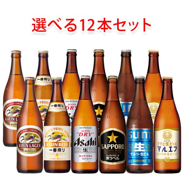 国産スタンダードビール 中瓶 500ml 選べる 12本 セット ビール 送料